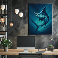 Geometric Marine Creature Art Print Abstract, Artistic, or Pop Culture Poster PosterGoat