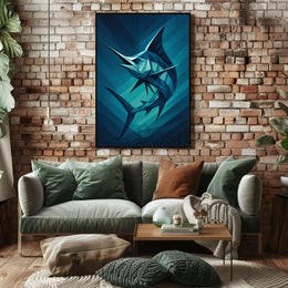 Geometric Marine Creature Art Print Abstract, Artistic, or Pop Culture Poster PosterGoat