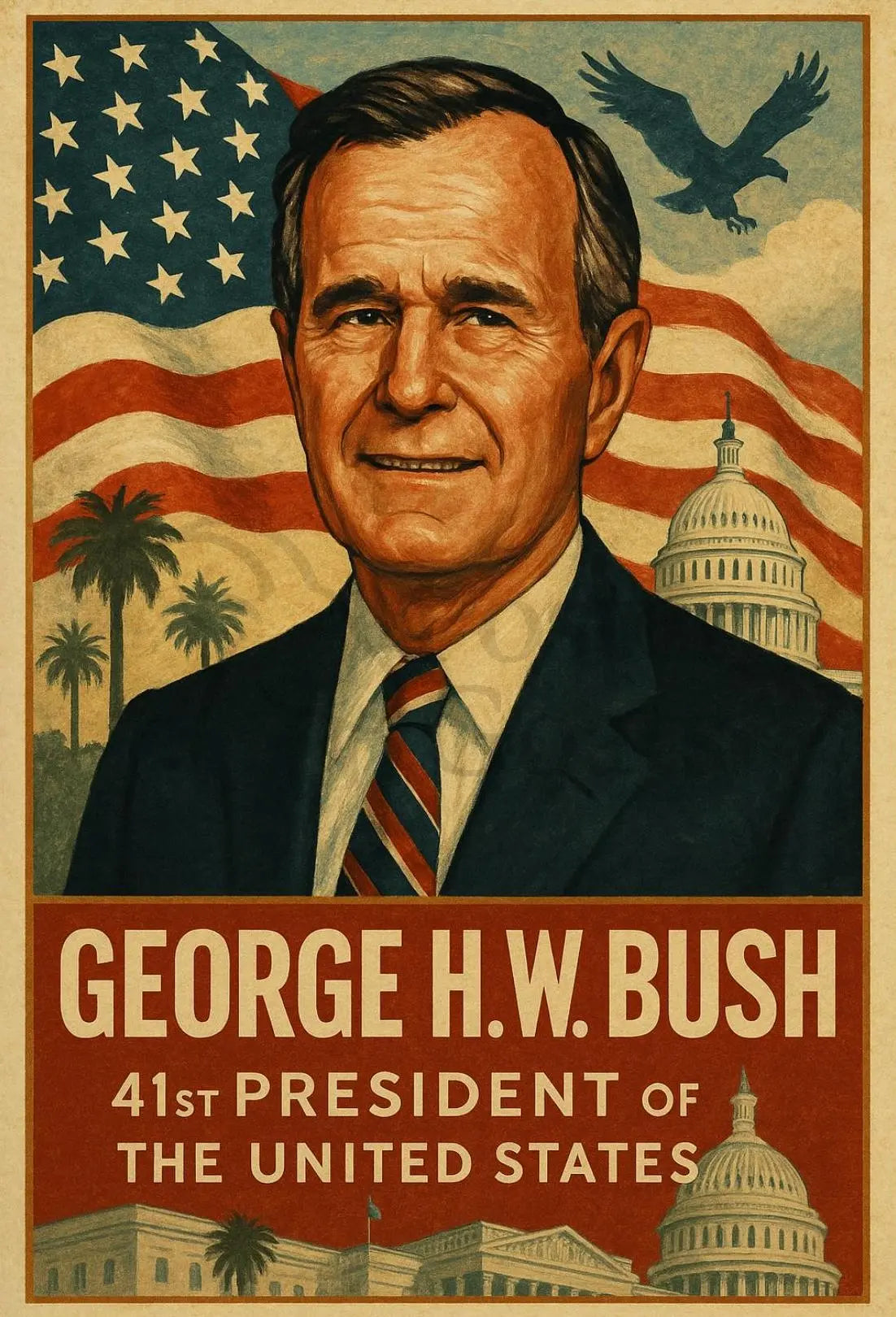 George H.W. Bush American Patriotism Poster PosterGoat