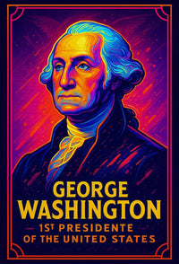 George Washington Neon Tribute Historical Poster PosterGoat