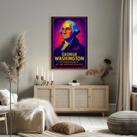 George Washington Neon Tribute Historical Poster PosterGoat
