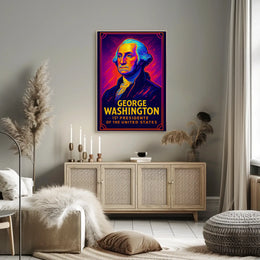 George Washington Neon Tribute Historical Poster PosterGoat