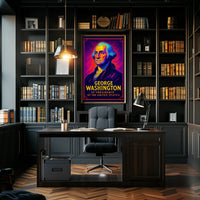 George Washington Neon Tribute Historical Poster PosterGoat