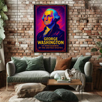 George Washington Neon Tribute Historical Poster PosterGoat