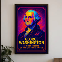 George Washington Neon Tribute Historical Poster PosterGoat