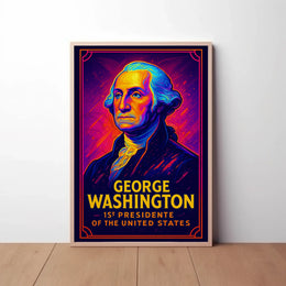 George Washington Neon Tribute Historical Poster PosterGoat