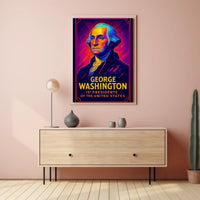 George Washington Neon Tribute Historical Poster PosterGoat