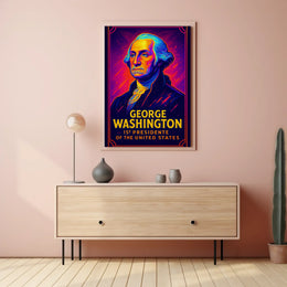 George Washington Neon Tribute Historical Poster PosterGoat