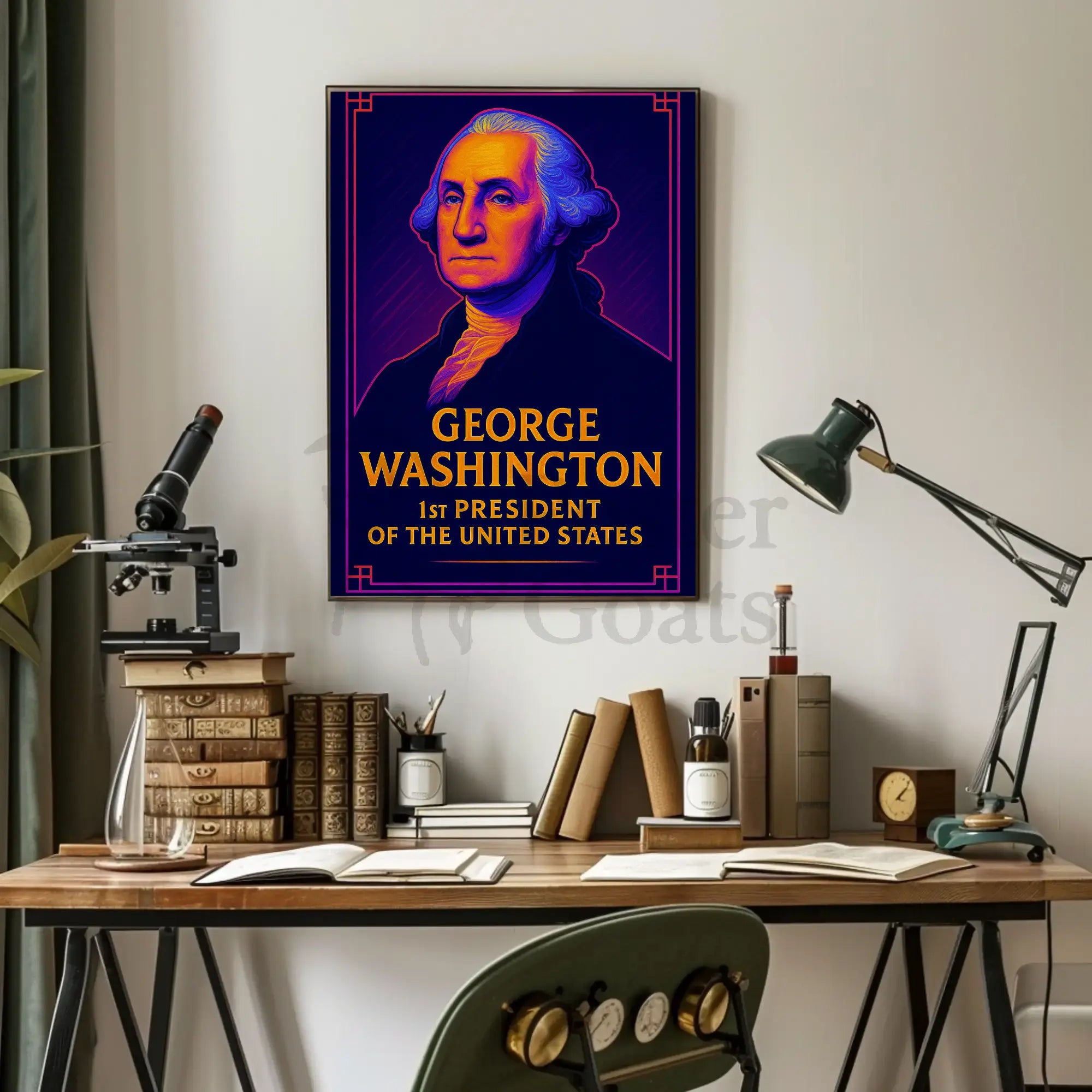George Washington Vibrant Historical Art Presidential Poster PosterGoat