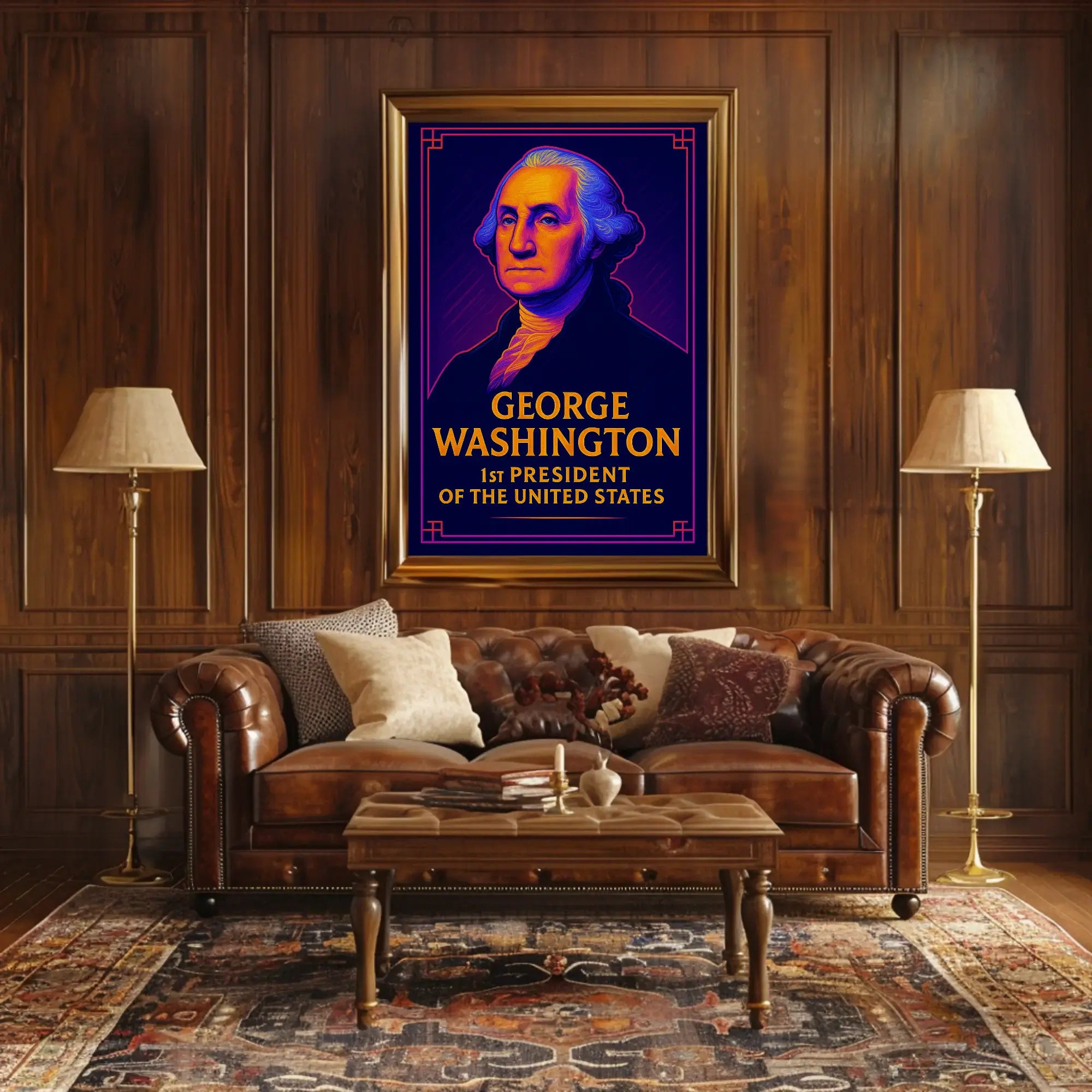 George Washington Vibrant Historical Art Presidential Poster PosterGoat