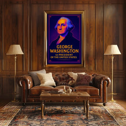 George Washington Vibrant Historical Art Presidential Poster PosterGoat