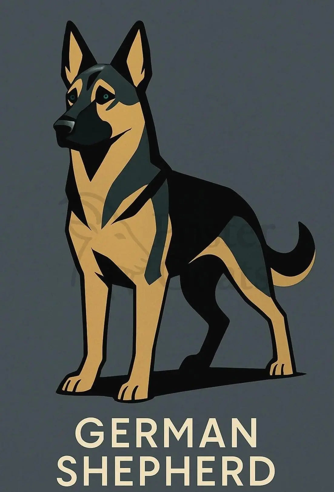 German Shepherd Dog Breed Minimalist Illustration Poster PosterGoat