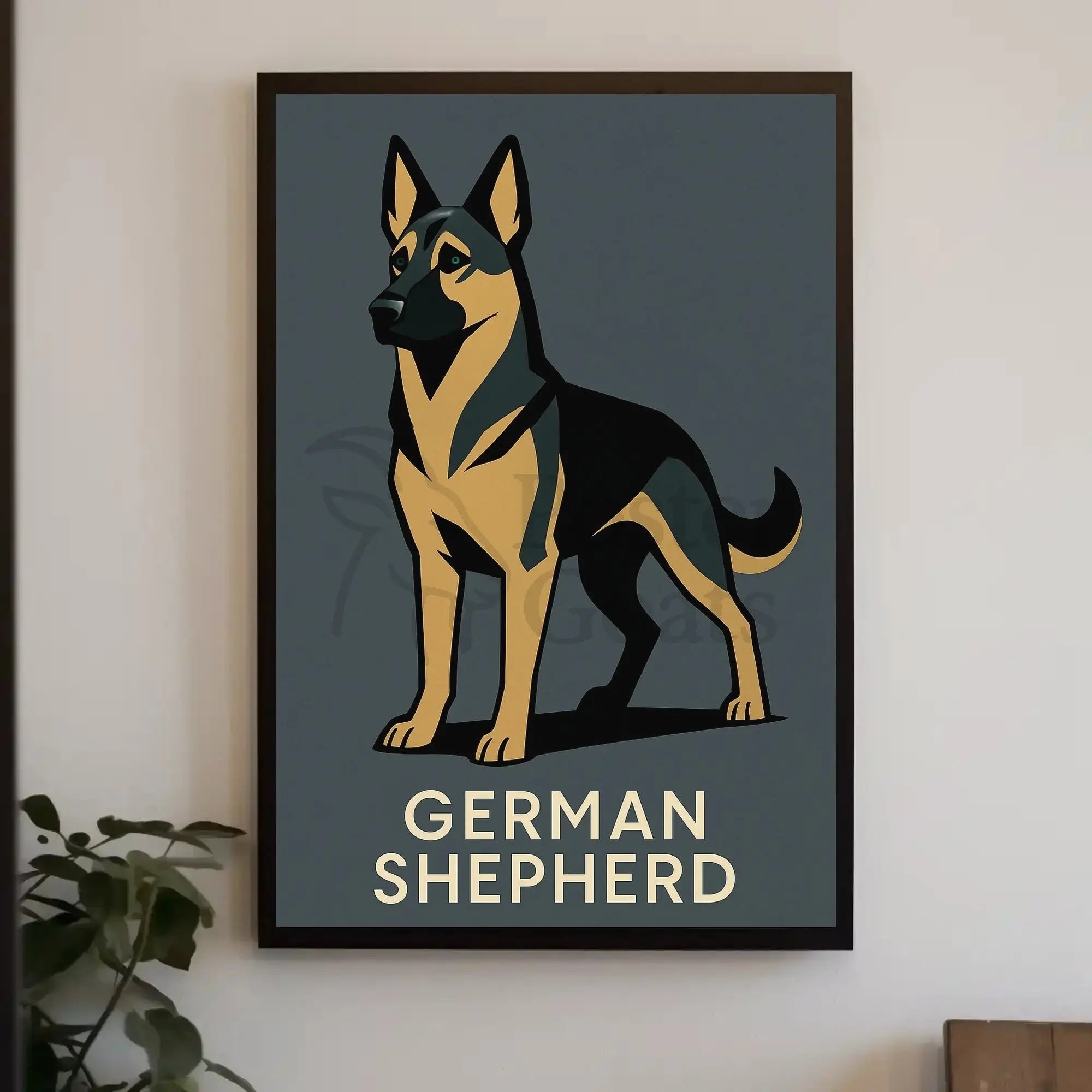 German Shepherd Dog Breed Minimalist Illustration Poster PosterGoat