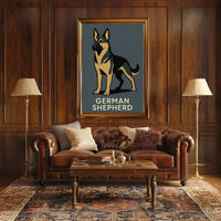 German Shepherd Dog Breed Minimalist Illustration Poster PosterGoat