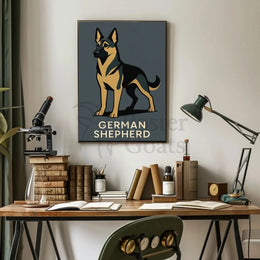 German Shepherd Dog Breed Minimalist Illustration Poster PosterGoat