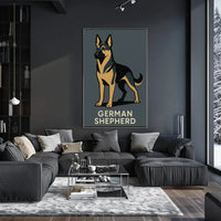 German Shepherd Dog Breed Minimalist Illustration Poster PosterGoat