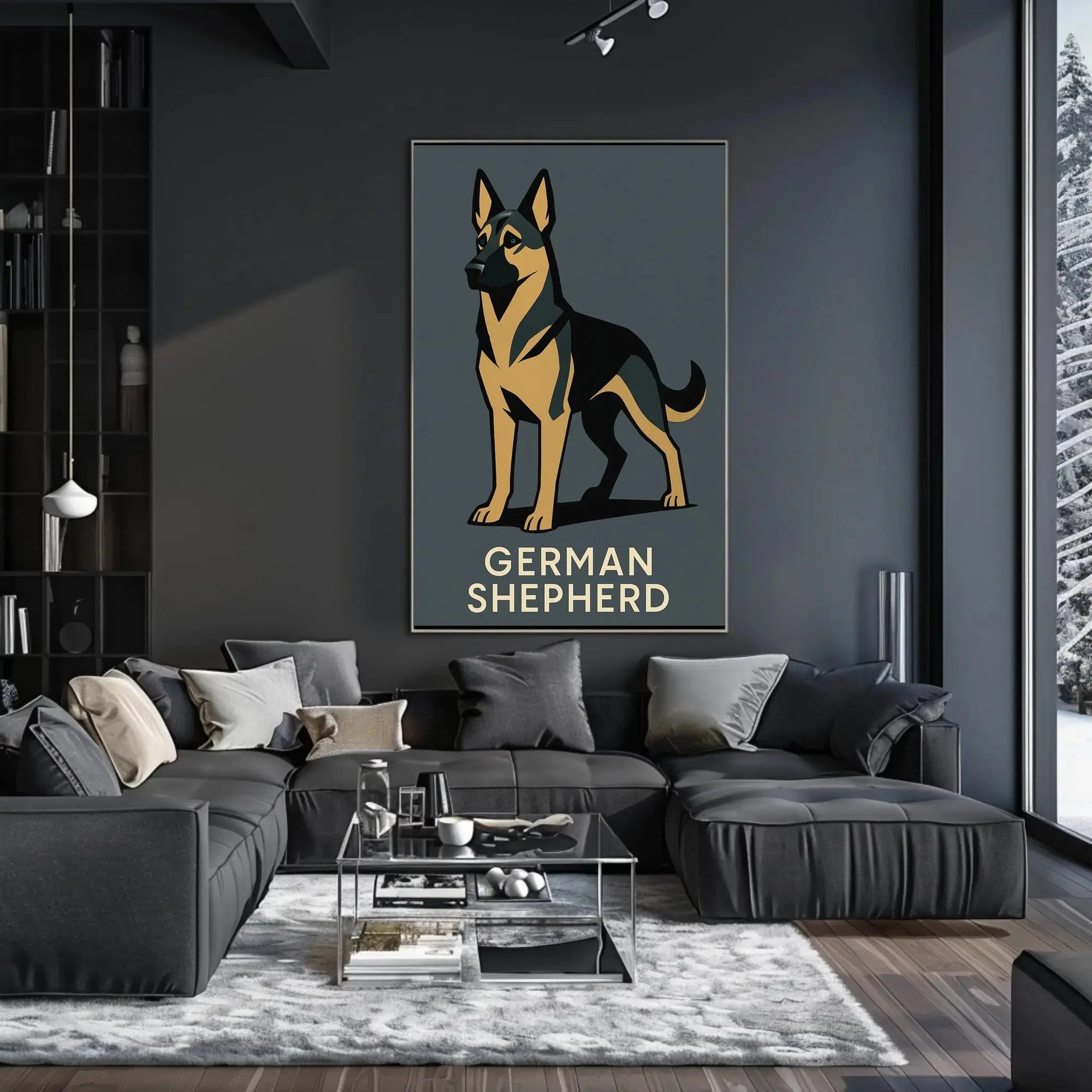 German Shepherd Dog Breed Minimalist Illustration Poster PosterGoat