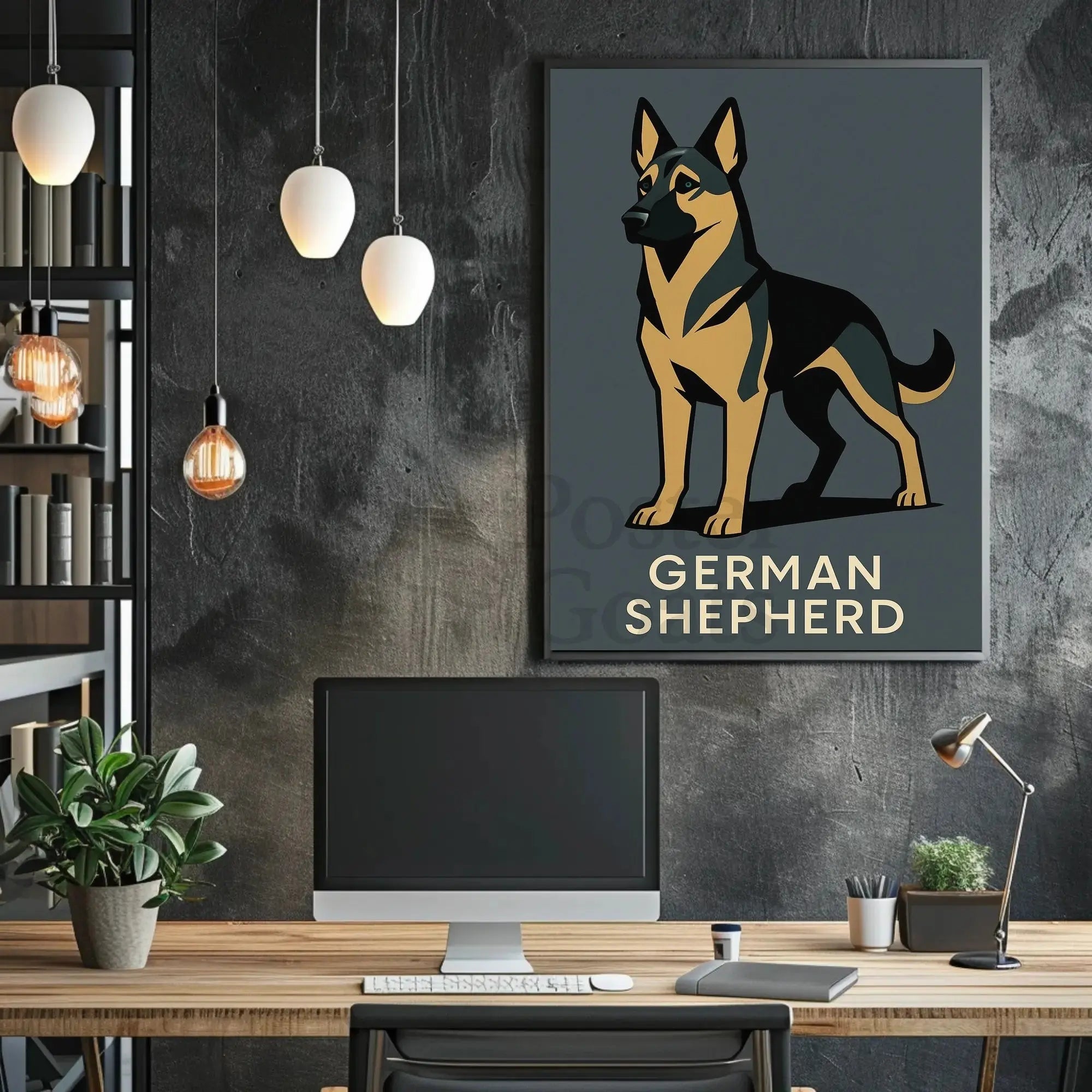 German Shepherd Dog Breed Minimalist Illustration Poster PosterGoat