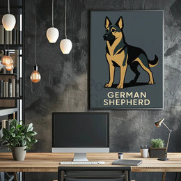 German Shepherd Dog Breed Minimalist Illustration Poster PosterGoat