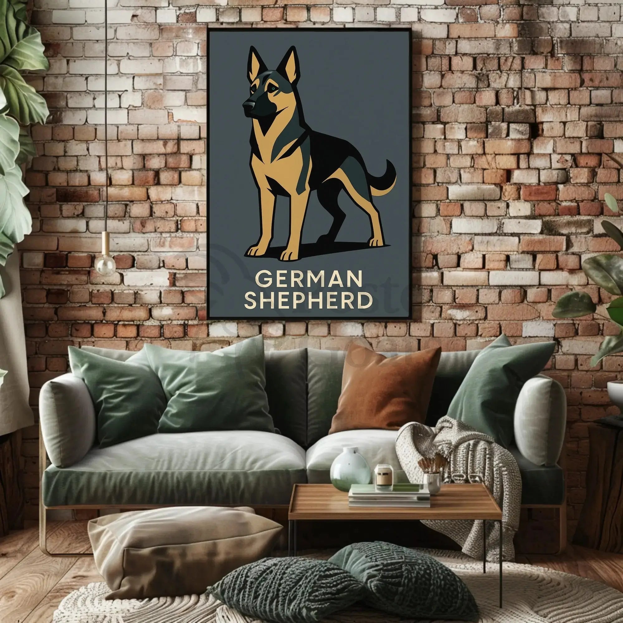 German Shepherd Dog Breed Minimalist Illustration Poster PosterGoat