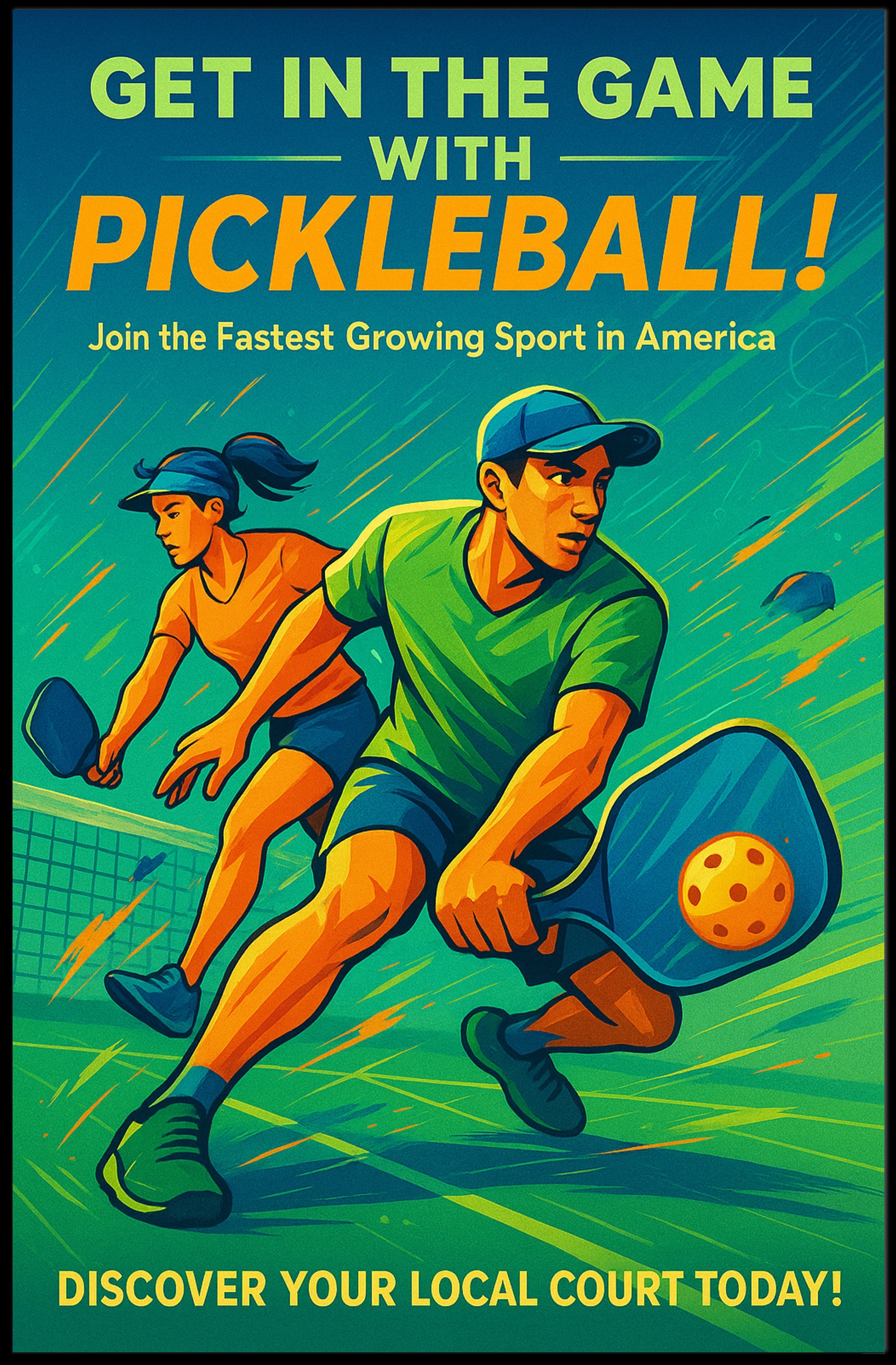Get In The Game Pickleball Wall Art PosterGoat
