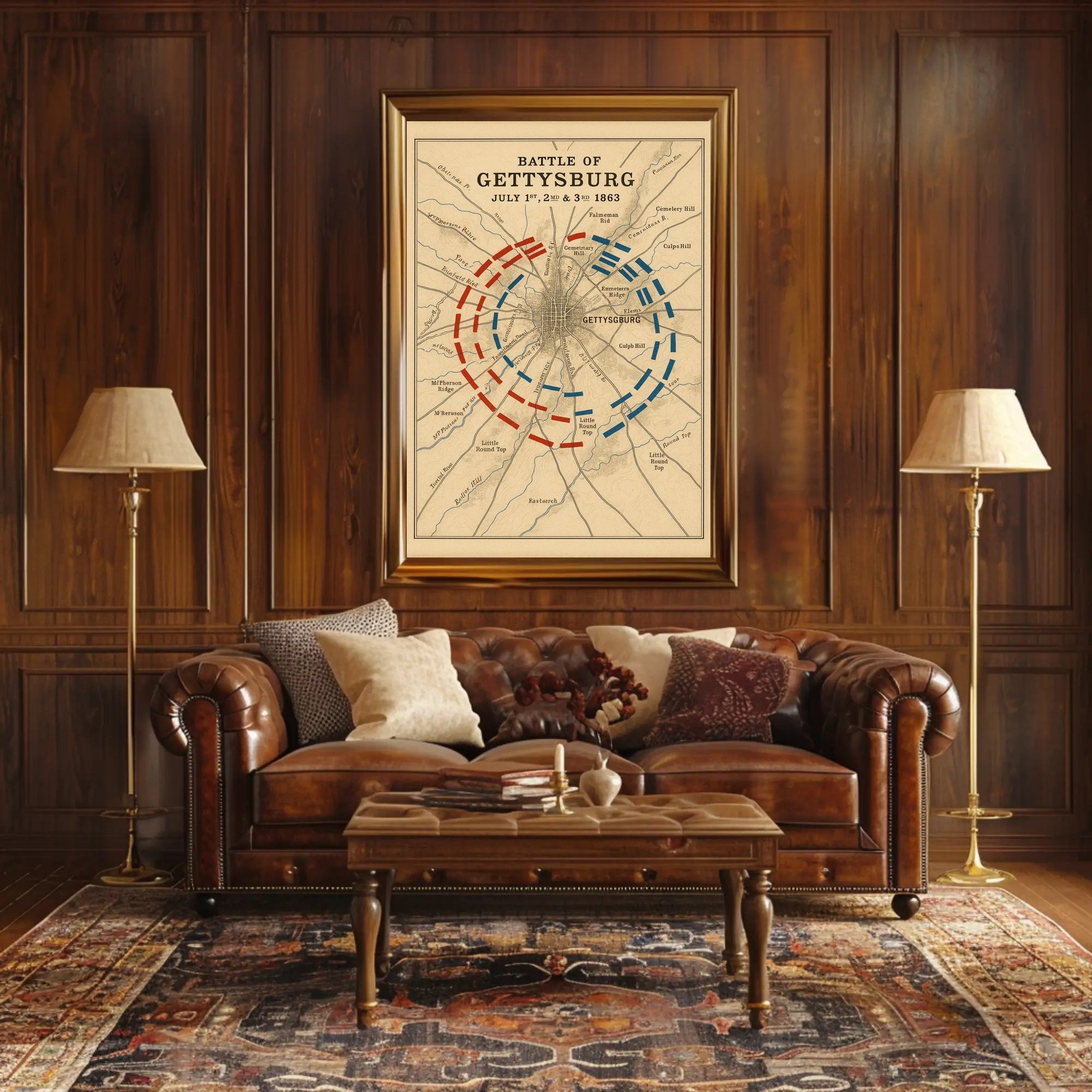 Gettysburg Vintage Map Historical or Presidential Poster PosterGoat