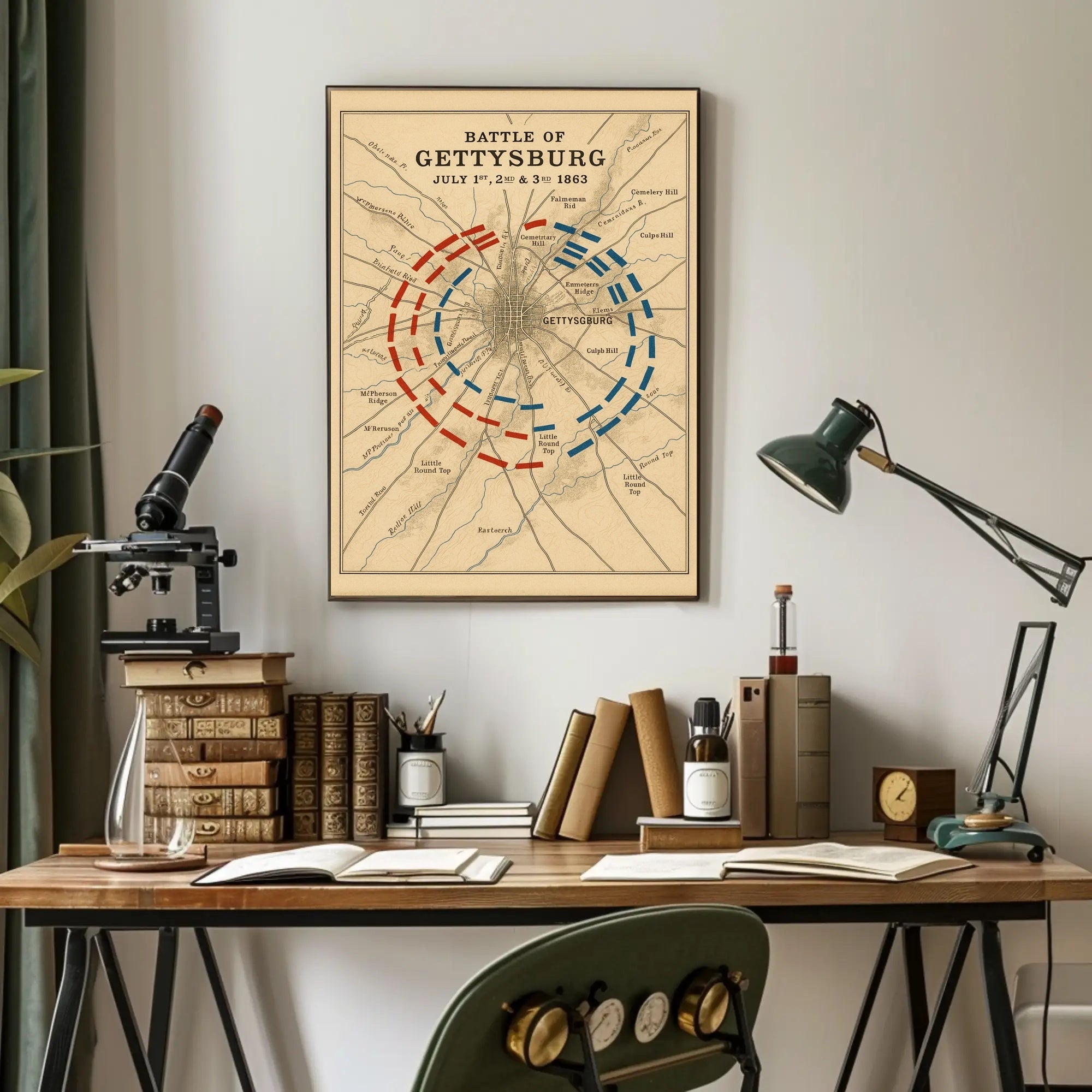 Gettysburg Vintage Map Historical or Presidential Poster PosterGoat