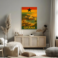 Ghanaian Coastal Heritage Vintage Travel Poster PosterGoat