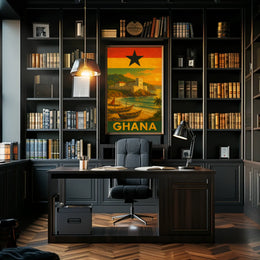 Ghanaian Coastal Heritage Vintage Travel Poster PosterGoat