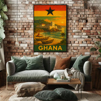 Ghanaian Coastal Heritage Vintage Travel Poster PosterGoat