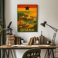 Ghanaian Coastal Heritage Vintage Travel Poster PosterGoat