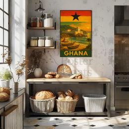 Ghanaian Coastal Heritage Vintage Travel Poster PosterGoat