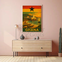 Ghanaian Coastal Heritage Vintage Travel Poster PosterGoat