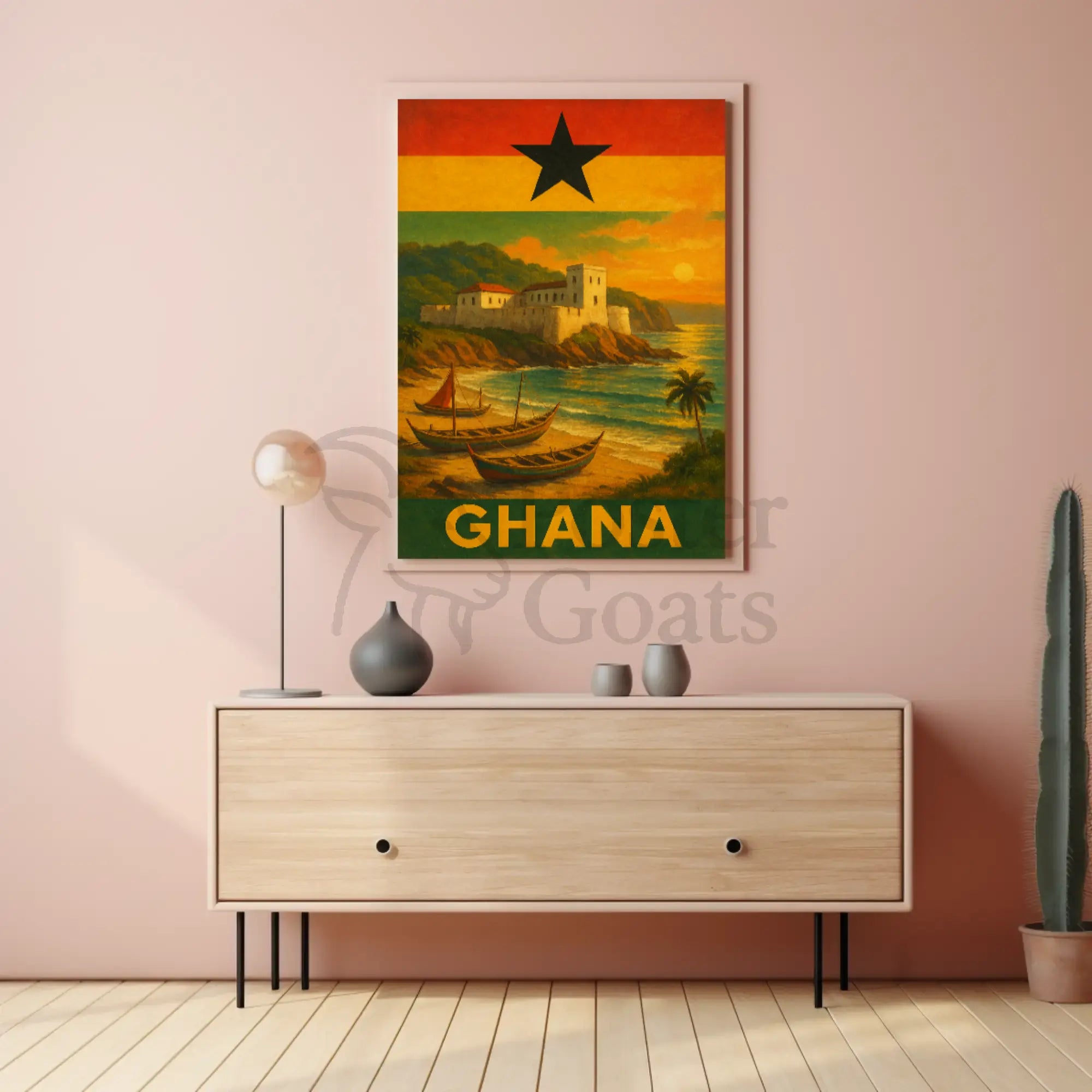 Ghanaian Coastal Heritage Vintage Travel Poster PosterGoat