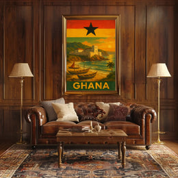 Ghanaian Coastal Heritage Vintage Travel Poster PosterGoat