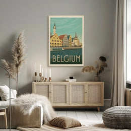 Ghent Belgium Vintage Travel Art Poster PosterGoat