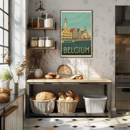 Ghent Belgium Vintage Travel Art Poster PosterGoat