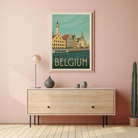 Ghent Belgium Vintage Travel Art Poster PosterGoat