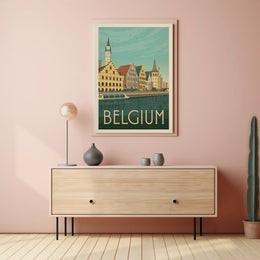 Ghent Belgium Vintage Travel Art Poster PosterGoat