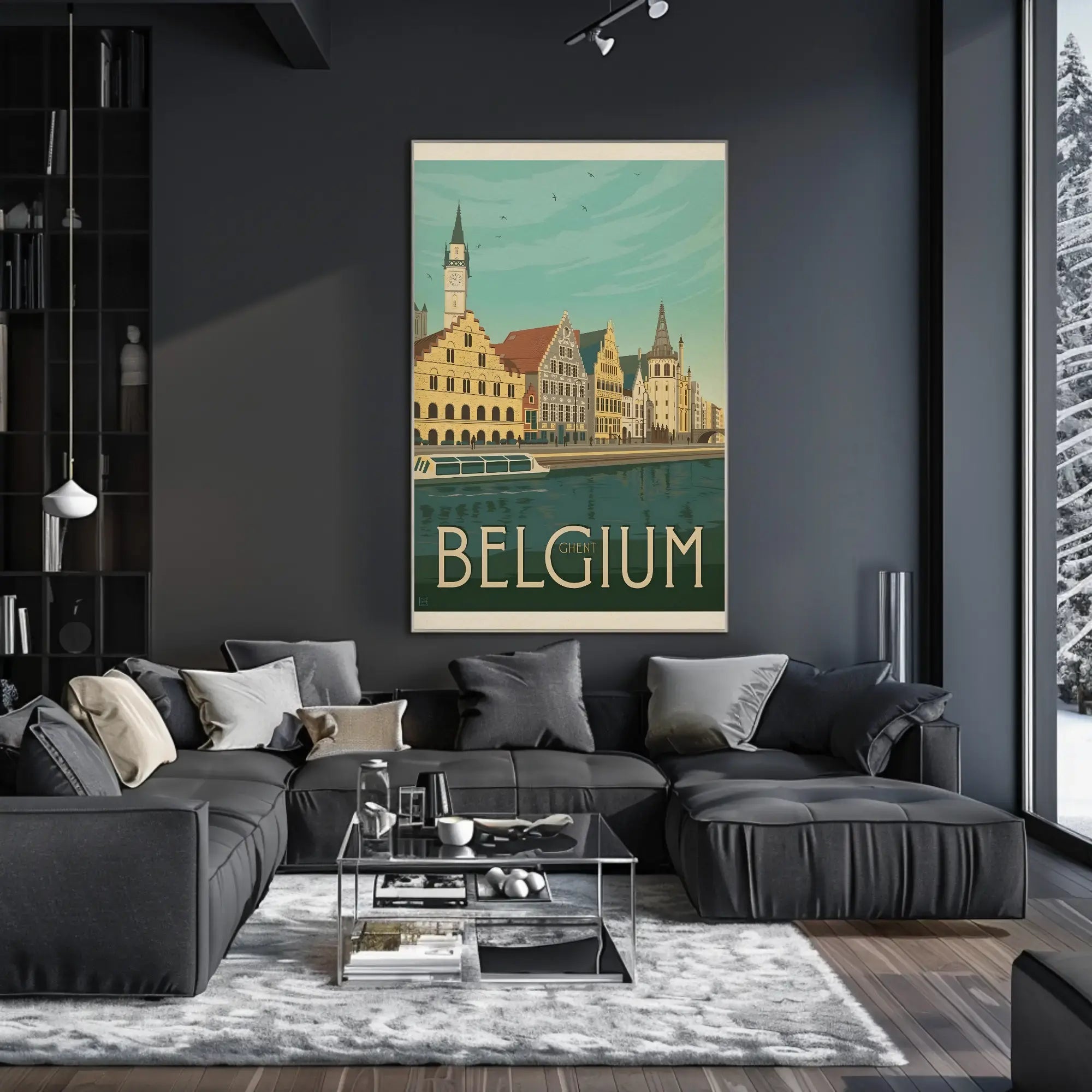 Ghent Belgium Vintage Travel Art Poster PosterGoat