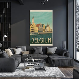 Ghent Belgium Vintage Travel Art Poster PosterGoat