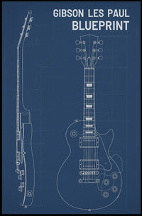 Gibson Les Paul Guitar Blueprint Music or Concert Poster PosterGoat
