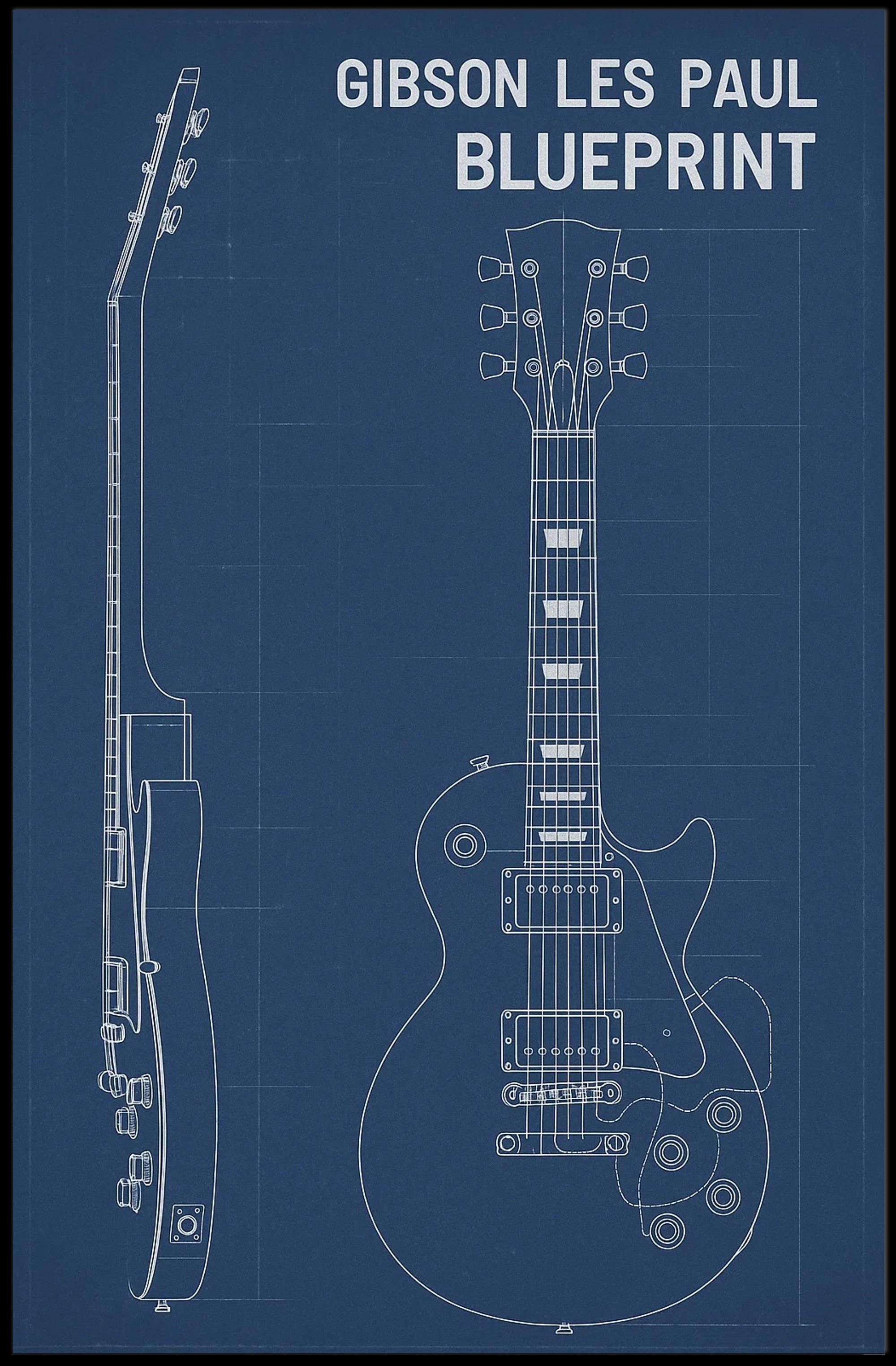 Gibson Les Paul Guitar Blueprint Music or Concert Poster PosterGoat