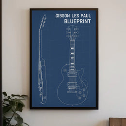 Gibson Les Paul Guitar Blueprint Music or Concert Poster PosterGoat