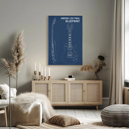 Gibson Les Paul Guitar Blueprint Music or Concert Poster PosterGoat