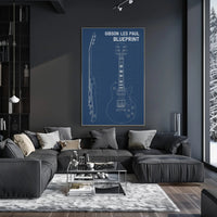 Gibson Les Paul Guitar Blueprint Music or Concert Poster PosterGoat