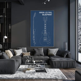 Gibson Les Paul Guitar Blueprint Music or Concert Poster PosterGoat