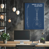 Gibson Les Paul Guitar Blueprint Music or Concert Poster PosterGoat
