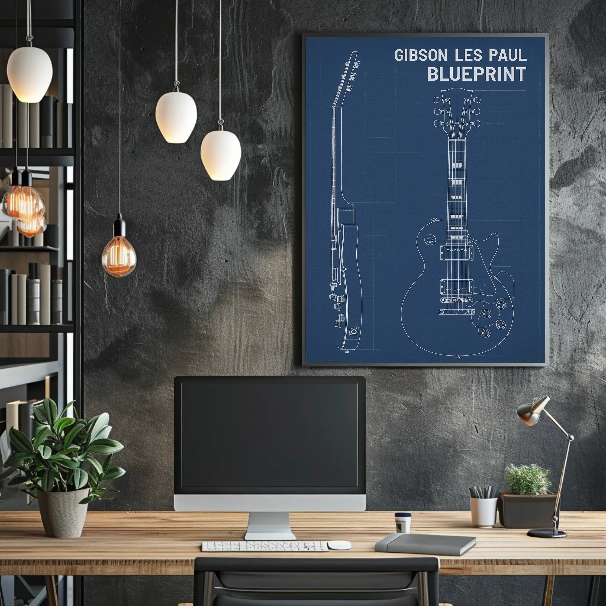 Gibson Les Paul Guitar Blueprint Music or Concert Poster PosterGoat