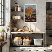 Giraffe Adventure Vintage Namibia Travel Poster PosterGoat